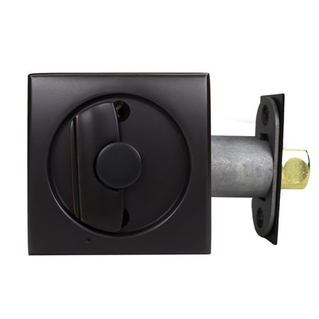 EMTEK Square Privacy Pocket Door Tubular Lock w/Privacy Strike Plate and Dust Box Oil Rubbed Bronze Finish 2135US10B